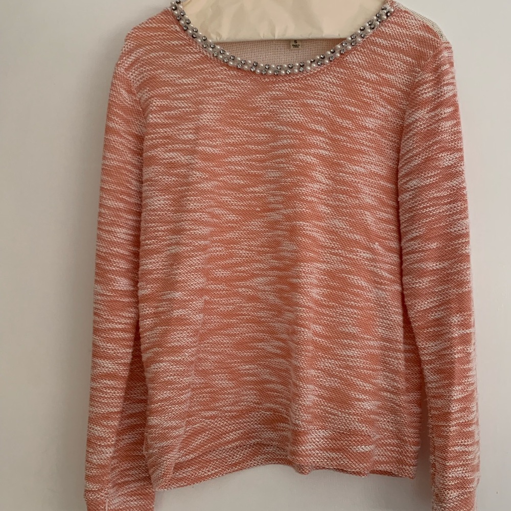 Ya Pink Long Sleeve with Beaded Neckline Mesh Back